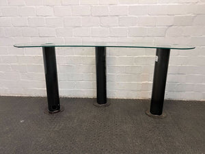 Glass Table Top with Black Steel Legs (Width: 185cm)(Height: 81cm)