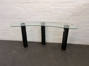 Glass Table Top with Black Steel Legs (Width: 185cm)(Height: 81cm)