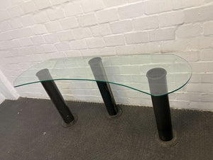 Gilbert Rohde Inspired Floating Coffee Table with Glass Top & Steel Legs (Width: 183cm)(Height: 81cm)