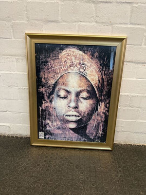 Arietti Fabiene African Tribal Woman Golden Framed Art Print (Width: 73cm)(Height: 93cm)