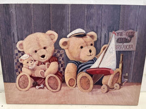 Teddy Bears Vintage Styled Bed & Breakfast Welcome Framed Picture (Width: 70cm)(Height: 51cm)