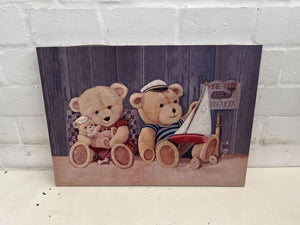 Teddy Bears Vintage Styled Bed & Breakfast Welcome Framed Picture (Width: 70cm)(Height: 51cm)