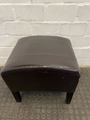 Brown Leather Foot Stool (Minor Fabric Wear on Sides)