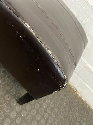 Brown Leather Foot Stool (Minor Fabric Wear on Sides)