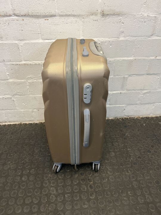 Golden Silver Travel Luggage Suitcase (Interior Fabric Tear)
