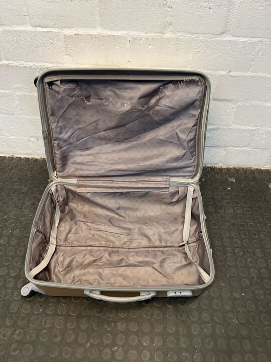 Golden Silver Travel Luggage Suitcase (Interior Fabric Tear)