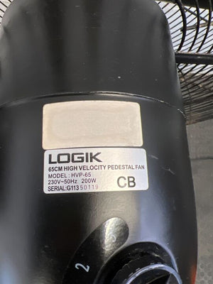 Logik Black Standing Fan (Model: HVP-65)