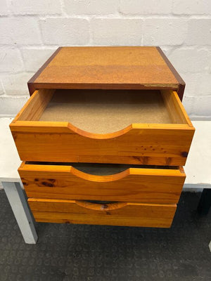 MidCentury Danish Styled Wooden Three Drawer Side Table (Wood Chipped)