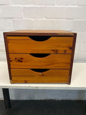 MidCentury Danish Styled Wooden Three Drawer Side Table (Wood Chipped)