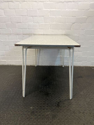 White Steel Framed Chrome Top Kitchen Table (Width: 121.5cm)(Height: 75cm)