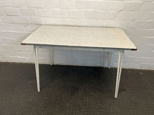 White Steel Framed Chrome Top Kitchen Table (Width: 121.5cm)(Height: 75cm)