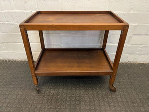 Vintage Styled Wooden Tea Trolley on Wheels