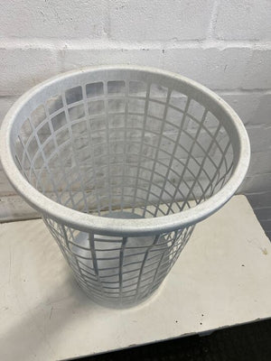 White Plastic Laundry Basket (Minor Damage)