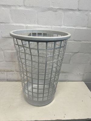 White Plastic Laundry Basket (Minor Damage)