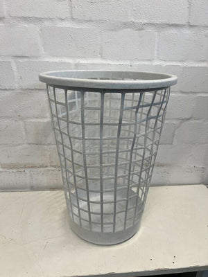 White Plastic Laundry Basket (Minor Damage)