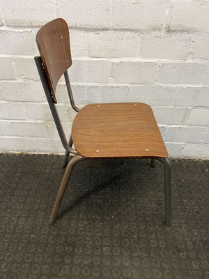 Vintage 1950s Styled Wooden Kitchen Chair with Steel Frame (Rusted)