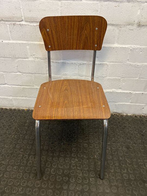 Vintage 1950s Styled Wooden Kitchen Chair with Steel Frame (Rusted)