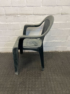 Classic Black Plastic Outdoor Chair (Worn with Marks)