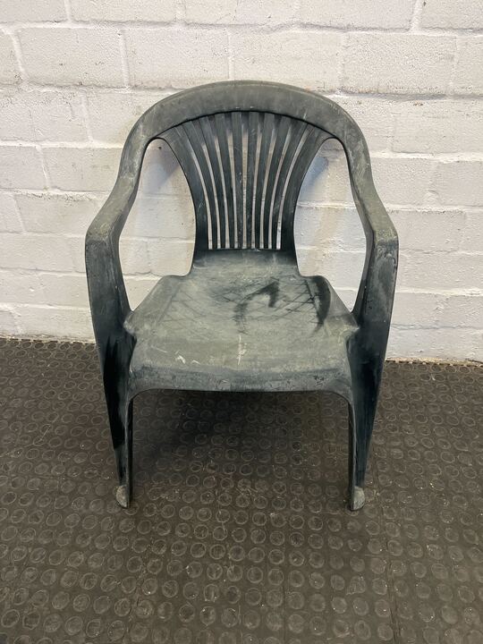 Classic Black Plastic Outdoor Chair (Worn with Marks)