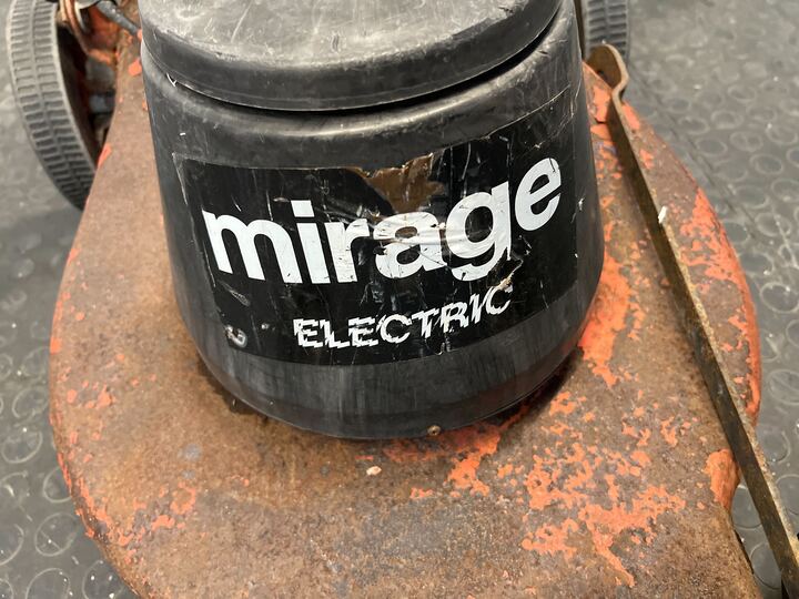 Mirage Electric Orange Lawnmower (Peeling Paint)