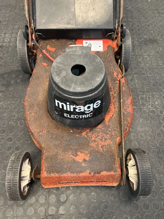 Mirage Electric Orange Lawnmower (Peeling Paint)