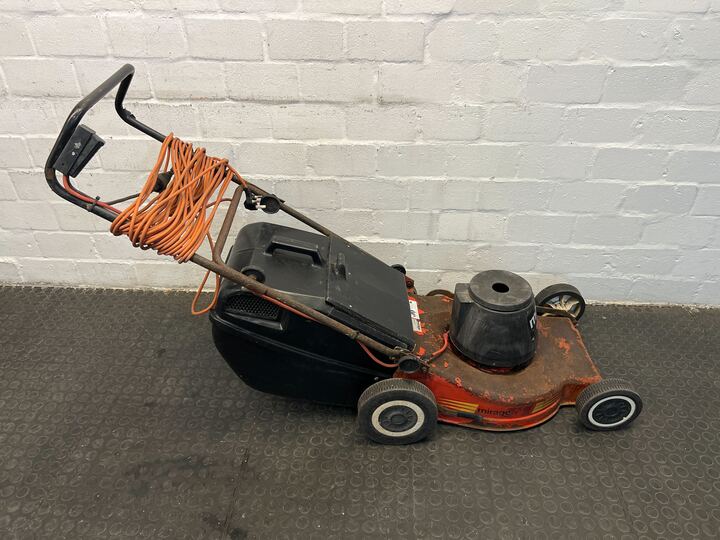 Mirage Electric Orange Lawnmower (Peeling Paint)