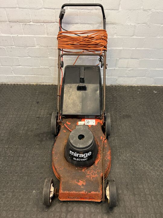 Mirage Electric Orange Lawnmower (Peeling Paint)
