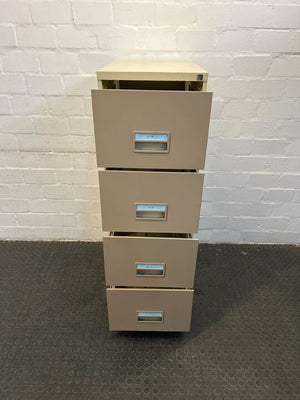 Steel Beige Four Drawer Office Filing Cabinet with Plastic Handles