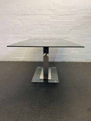 Modern Glass Six Seater Dining Room Table with Steel Frame (Width: 160cm)(Height: 74cm)