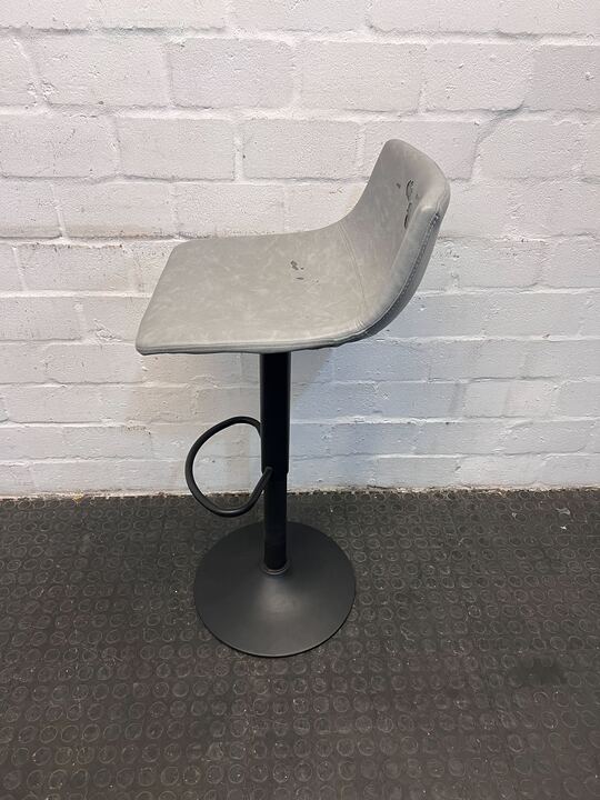 Gray Leather Bar Stool (Fabric Tear Marks on Back) - PRICE DROP - 2ndhandwarehouse.com
