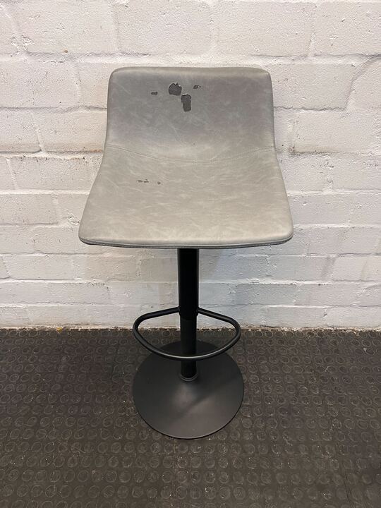Gray Leather Bar Stool (Fabric Tear Marks on Back) - PRICE DROP - 2ndhandwarehouse.com
