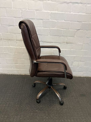 Brown Leather Executive High Back Office Chair (Minor Marks/Tear)