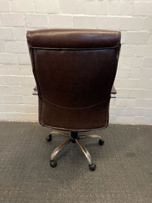 Brown Leather Executive High Back Office Chair (Minor Marks/Tear)