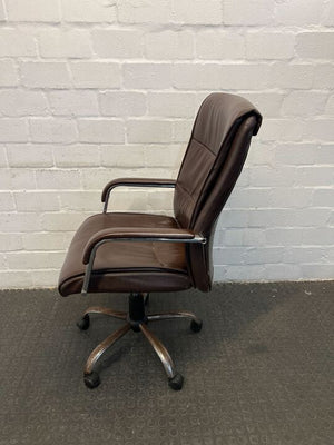 Brown Leather Executive High Back Office Chair (Minor Marks/Tear)