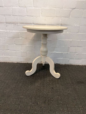 White 1950s Styled Wooden Round Table (Width: 60cm)(Height: 74cm)