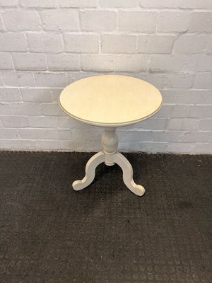 White 1950s Styled Wooden Round Table (Width: 60cm)(Height: 74cm)