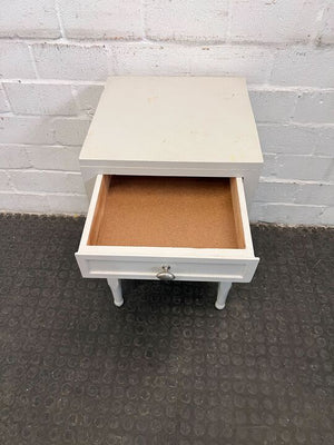 Classy Modern White Wooden Bedside Table with Drawer & Cupboard