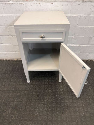 Classy Modern White Wooden Bedside Table with Drawer & Cupboard