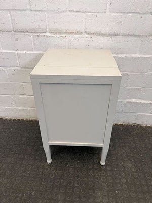 Classy Modern White Wooden Bedside Table with Drawer & Cupboard