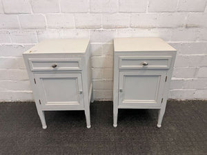 Classy Modern White Wooden Bedside Table with Drawer & Cupboard