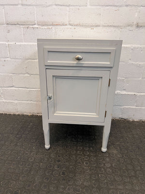 Classy Modern White Wooden Bedside Table with Drawer & Cupboard