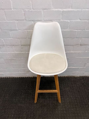 White Wooden Cushioned Dining Chair