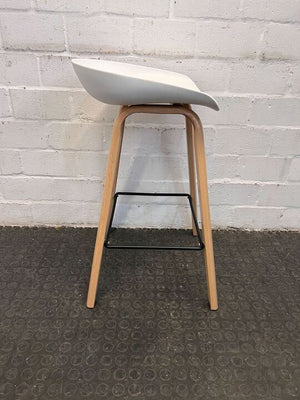 White Wooden Backless Bar Chair