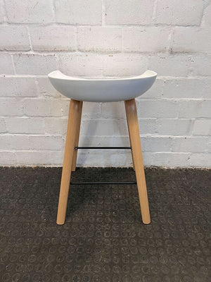 White Wooden Backless Bar Chair