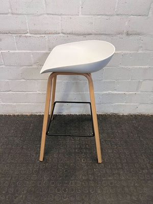 White Wooden Backless Bar Chair