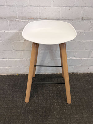 White Wooden Backless Bar Chair