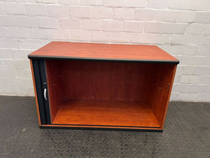 Brown Wooden Sliding Door Filing Cabinet