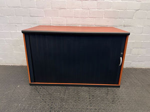 Brown Wooden Sliding Door Filing Cabinet