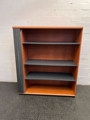 Light Brown Wooden Four Tier Filing Shelf with Sliding Door