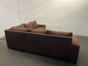 Brown Upholstered Simple L-Shape Couch